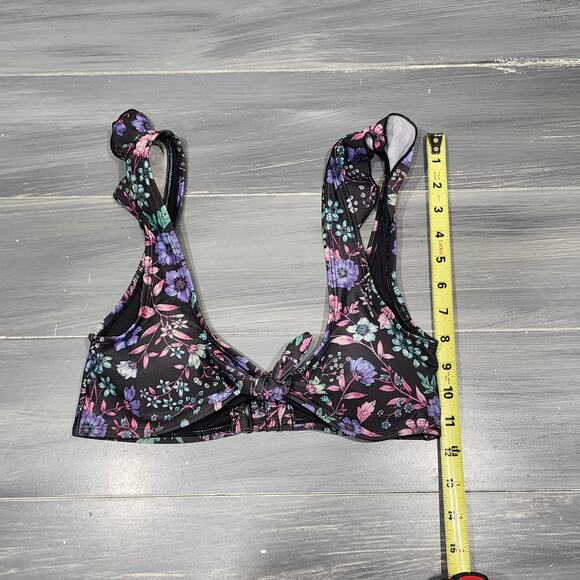 Aeropostale Live Love Dream Bikini Swim‎ Top Black Floral Small - Picture 8 of 8